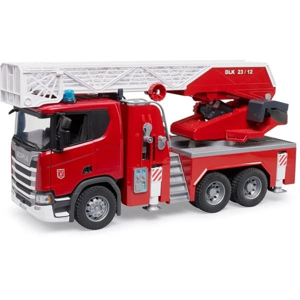 Bruder Scania Super 560R Feuerwehr Mit Drehleiter, Wasserpumpe, Light & Sound, Modellfahrzeug – Bild 4